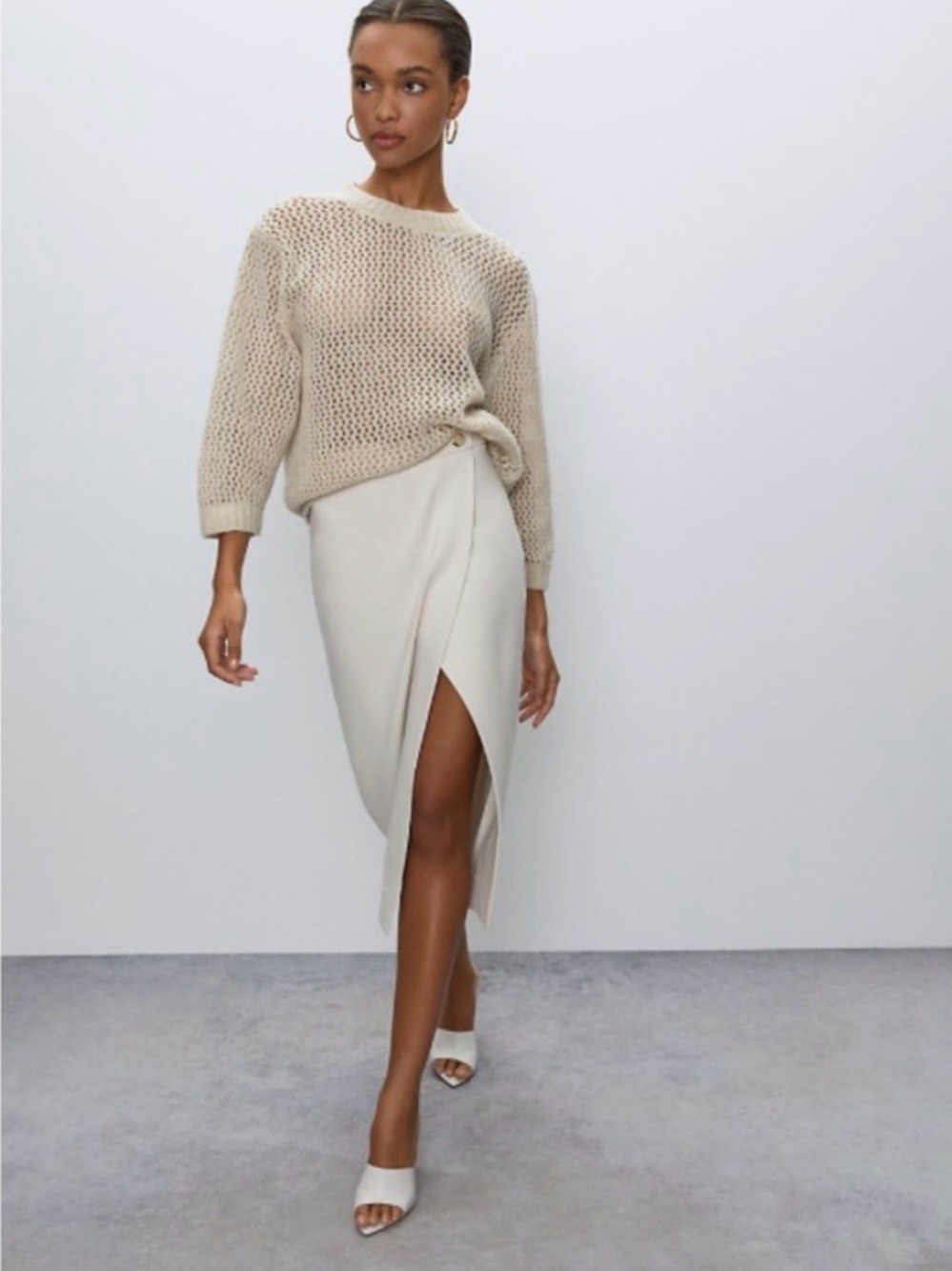 Aritzia Leona Wrap-Front Midi Skirt